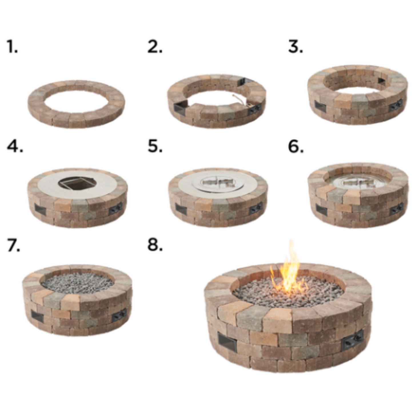 BRONSON - DIY - Block Round Gas Fire Pit Kit - All In One