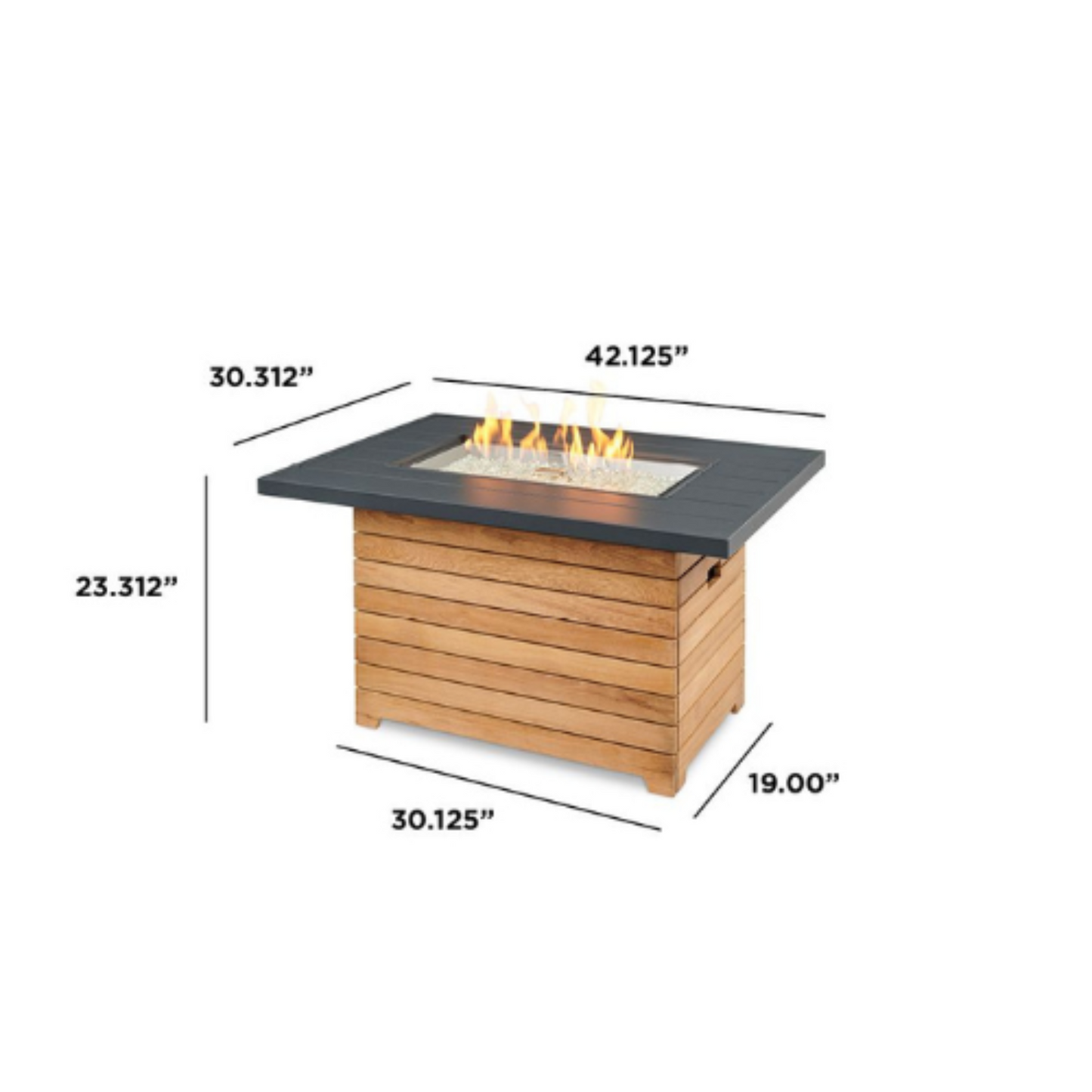 DARIEN - 44" - Rectangular Gas Fire Pit Table - Aluminum Top