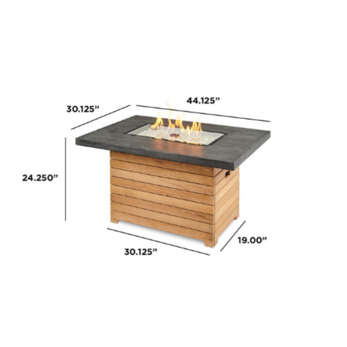 DARIEN - 44" - Rectangular Gas Fire Pit Table - Grey Everblend Top