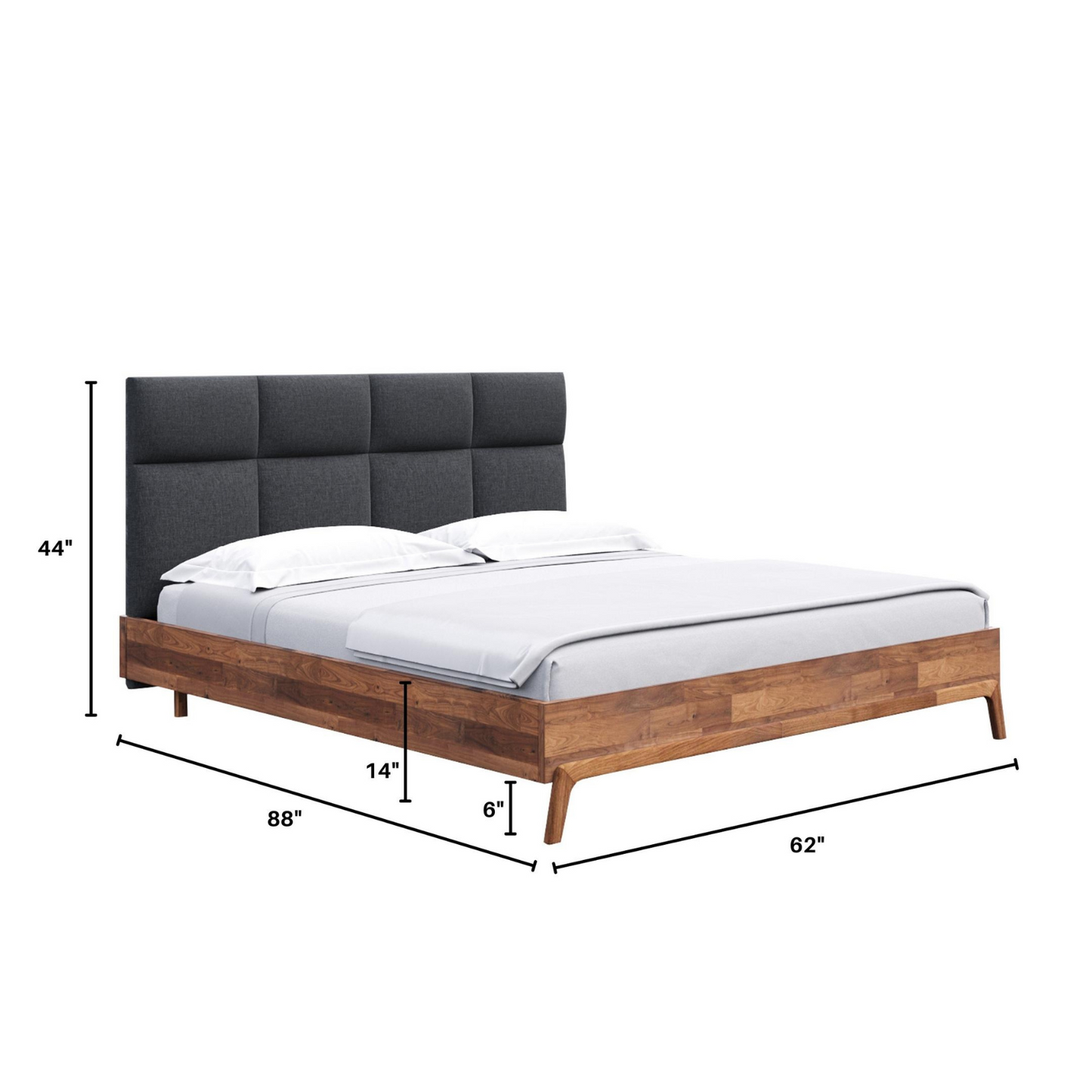 REMIX BED - Acacia wood/Polyester Upholstery/RubberWood - More Sizes