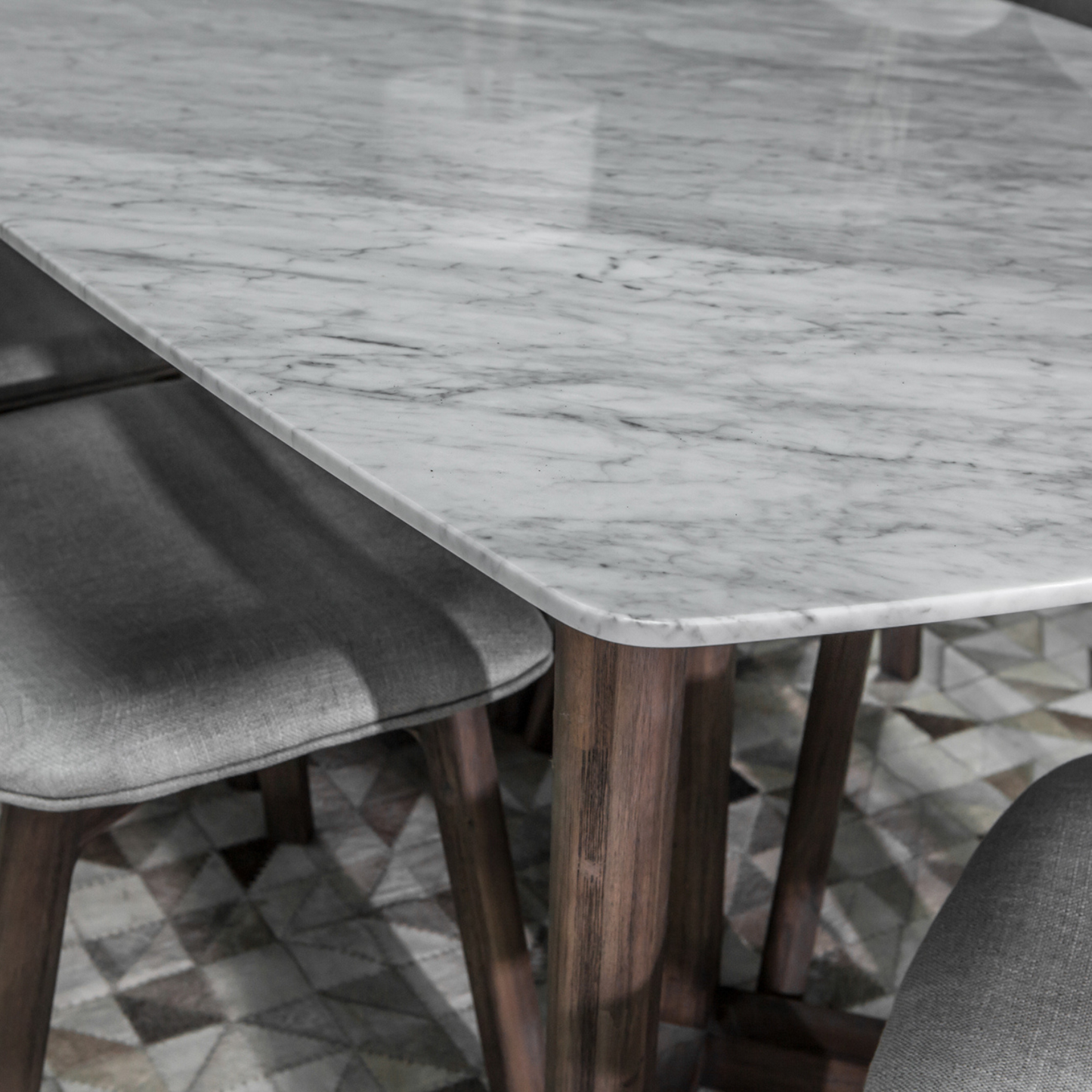 AURA DINING TABLE - 71" - Acacia Wood/Carrera Marble