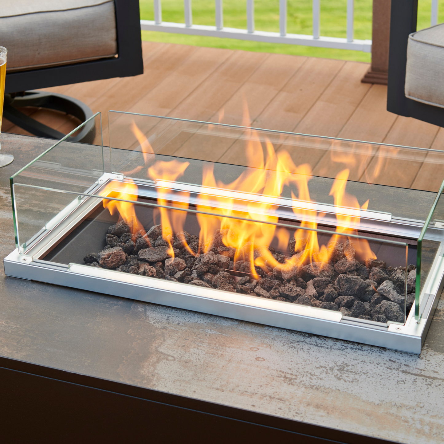 KINNEY - 55" - Rectangular Gas Fire Pit Table