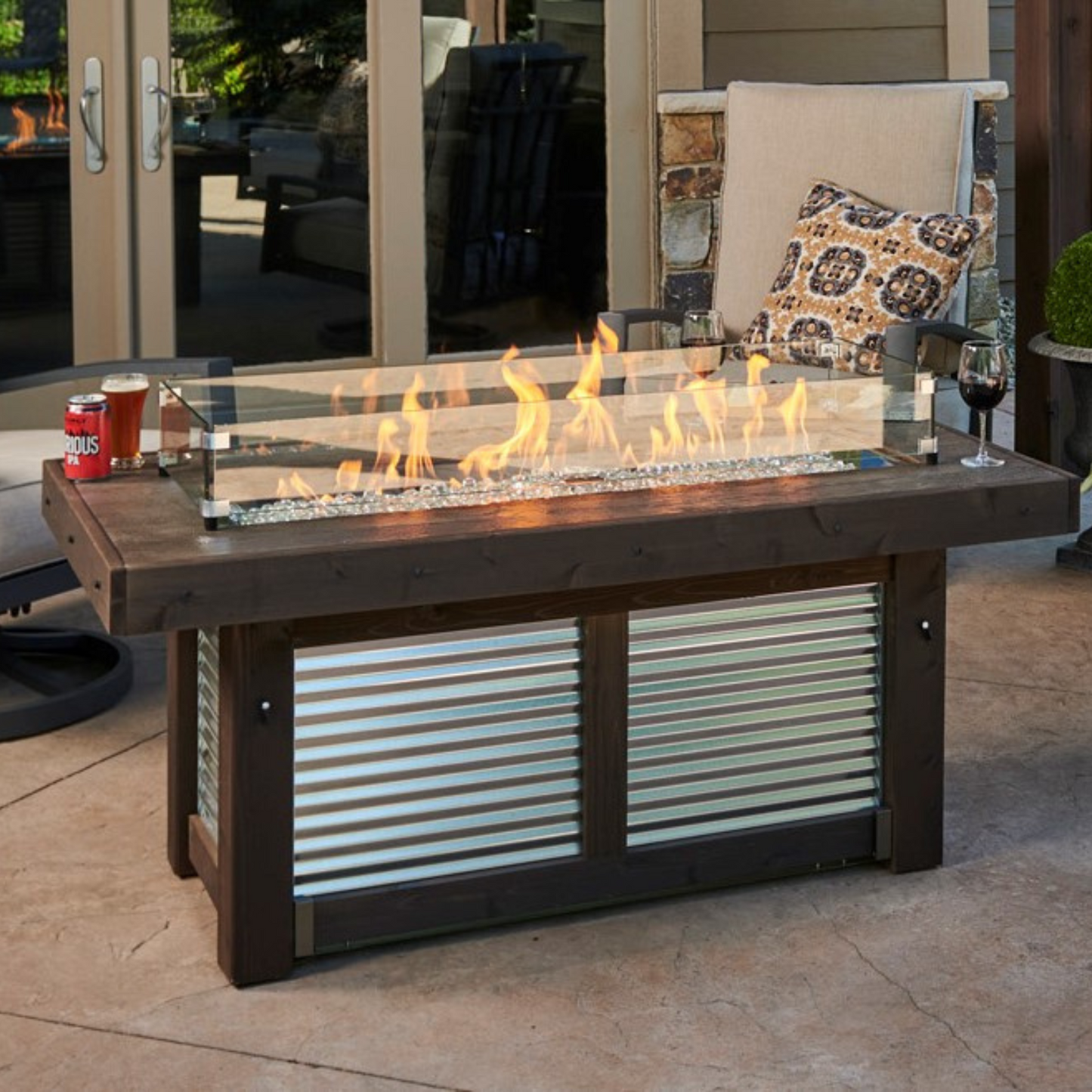 DENALI BREW - 56" - Linear Gas Fire Pit Table