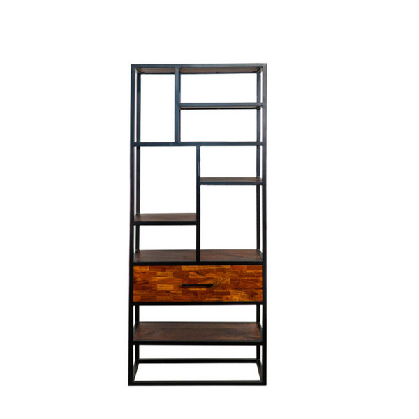 The mango Wood bookcase is a beautiful and stylish addition to any home, as It blends beautifully with modern and industrial decor.