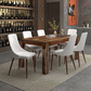 Give your dining room the centrepiece it deserves with this unique Dining Set. Detailed with Sheesham wood Dining Table and White leather upholstery Chair finish, this is a perfect addition to any home.