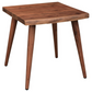 This ARNAV Solid Acacia wood accent table features a walnut finish and solid wood A-line legs . The modern rustic accent table has a 22" x 22" live edge top and is designed for limited spaces and to be use in any room.