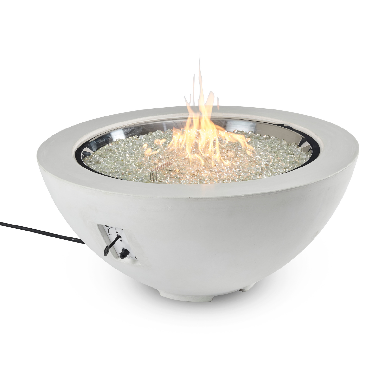 Enhance your outdoor space with the Cove 42" Round Gas Fire Pit Bowl. Available in Natural Grey, Midnight Mist, and White. Experience warmth and style today.