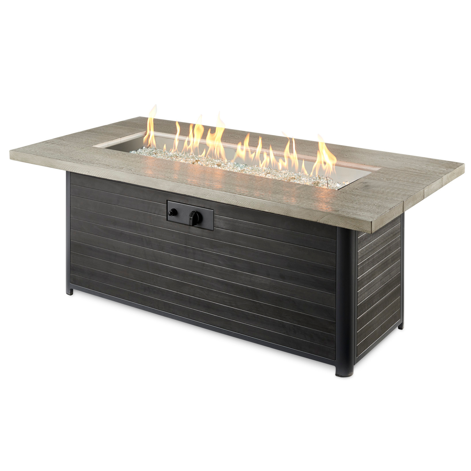 Elevate your outdoor space with the Cedar Ridge Linear Gas Fire Pit Table. Enjoy the perfect blend of modern design, warmth, and entertainment for unforgettable gatherings.