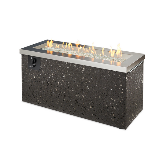 Elevate your outdoor space with the Key Largo Gas Fire Pit Table. Featuring a mesmerizing 12" x 42" Stainless Steel Crystal Fire® Plus Burner, this fire pit creates a captivating display of dancing flames.