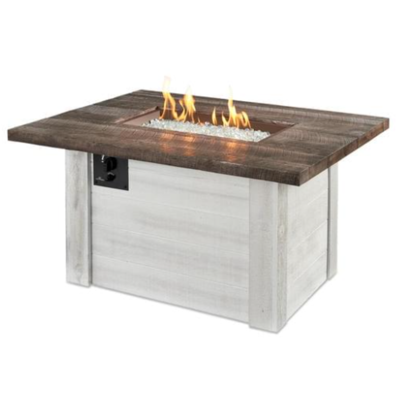 Experience warmth and elegance with the Alcott Rectangular Gas Fire Pit Table. Enhance your outdoor space with this stylish and functional centerpiece.