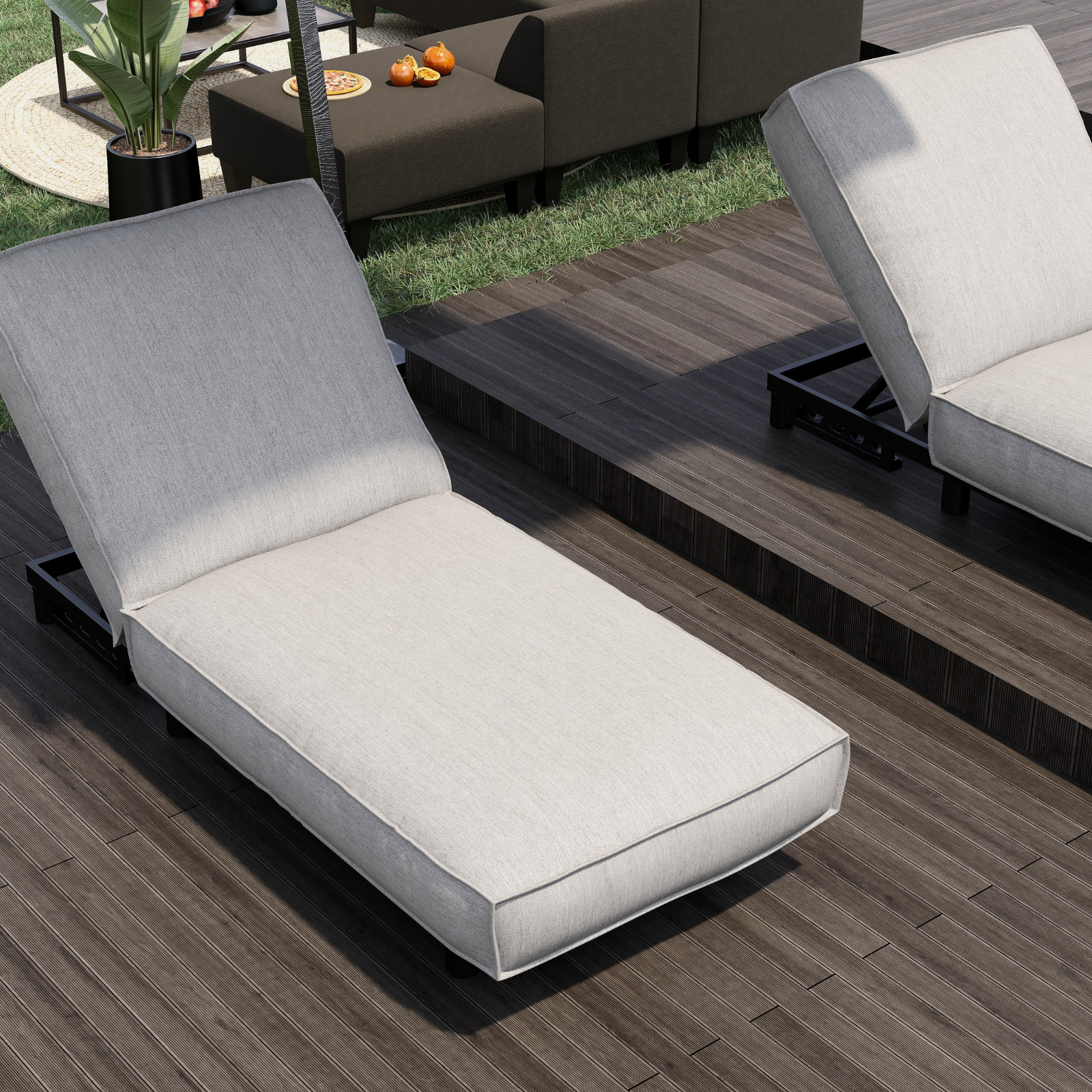 This lounger is covered in our quality Outdoorz X acrylic fabric and outdoor foam that will allow it to withstand the elements of nature.