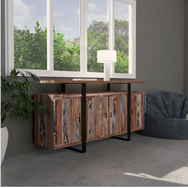 The natural Sheesham Wood Sideboard is a modern take on the traditional buffet. The  Sideboard is made of sheesham wood, with a natural finish that gives it a warm, welcoming look.