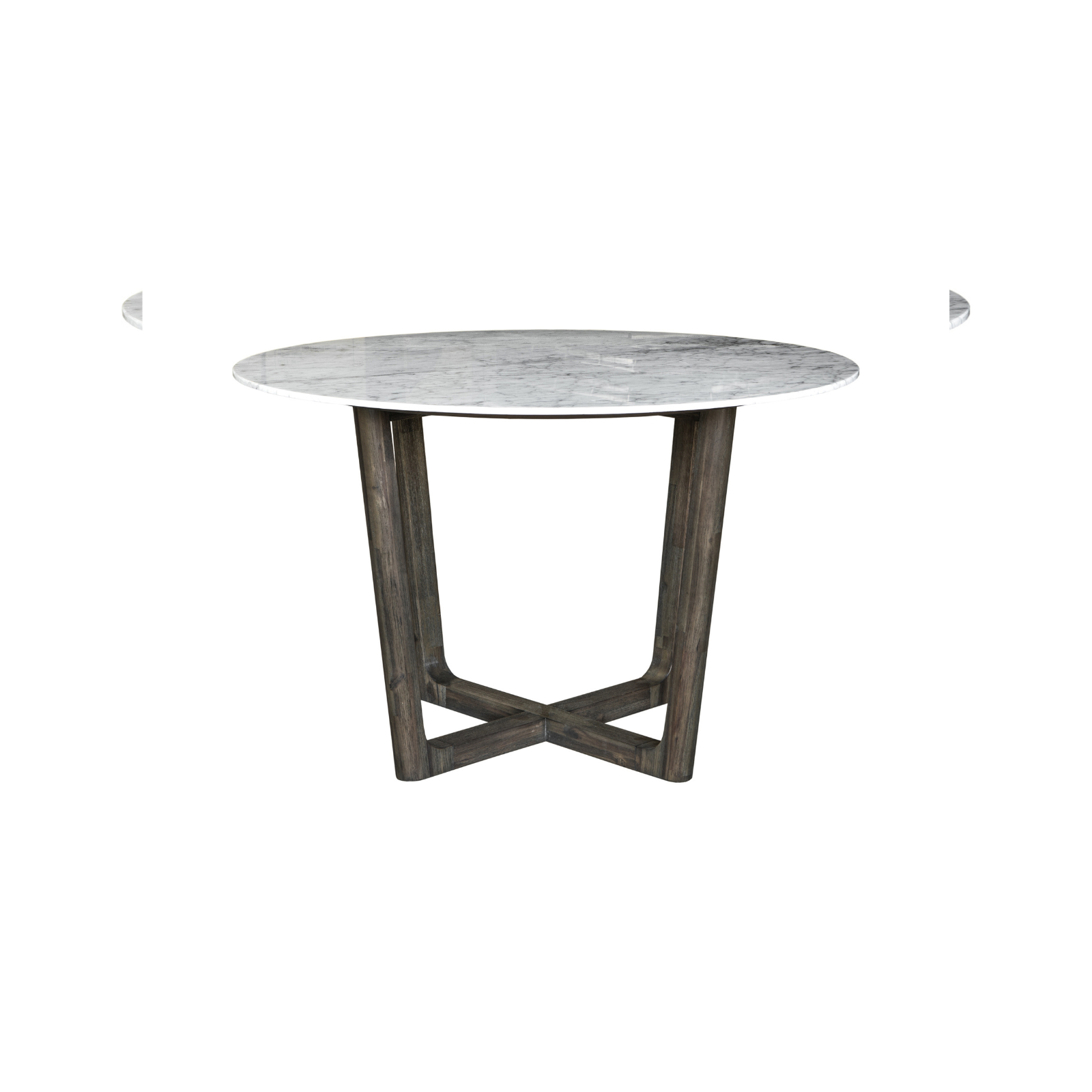 "Experience elegance and functionality with the Aura Round Dining Table, perfect for quaint and medium-sized gatherings. Crafted with solid wood, it exudes durability and refined elegance. Italian Carrara marble top and resilient acacia base. Comfortably seats four, creating memorable meal times in a stylish dining space."