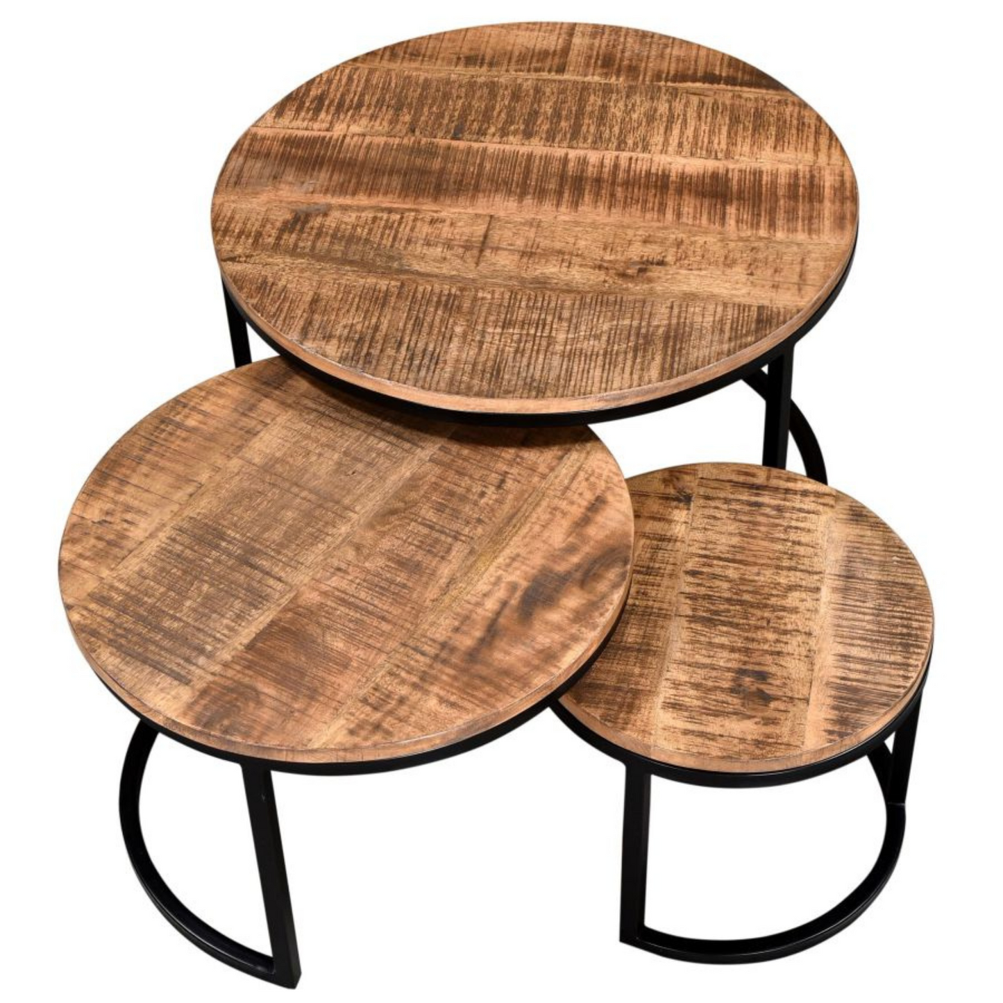 DARSH - Round Coffee Table Set (3) - Mango Wood