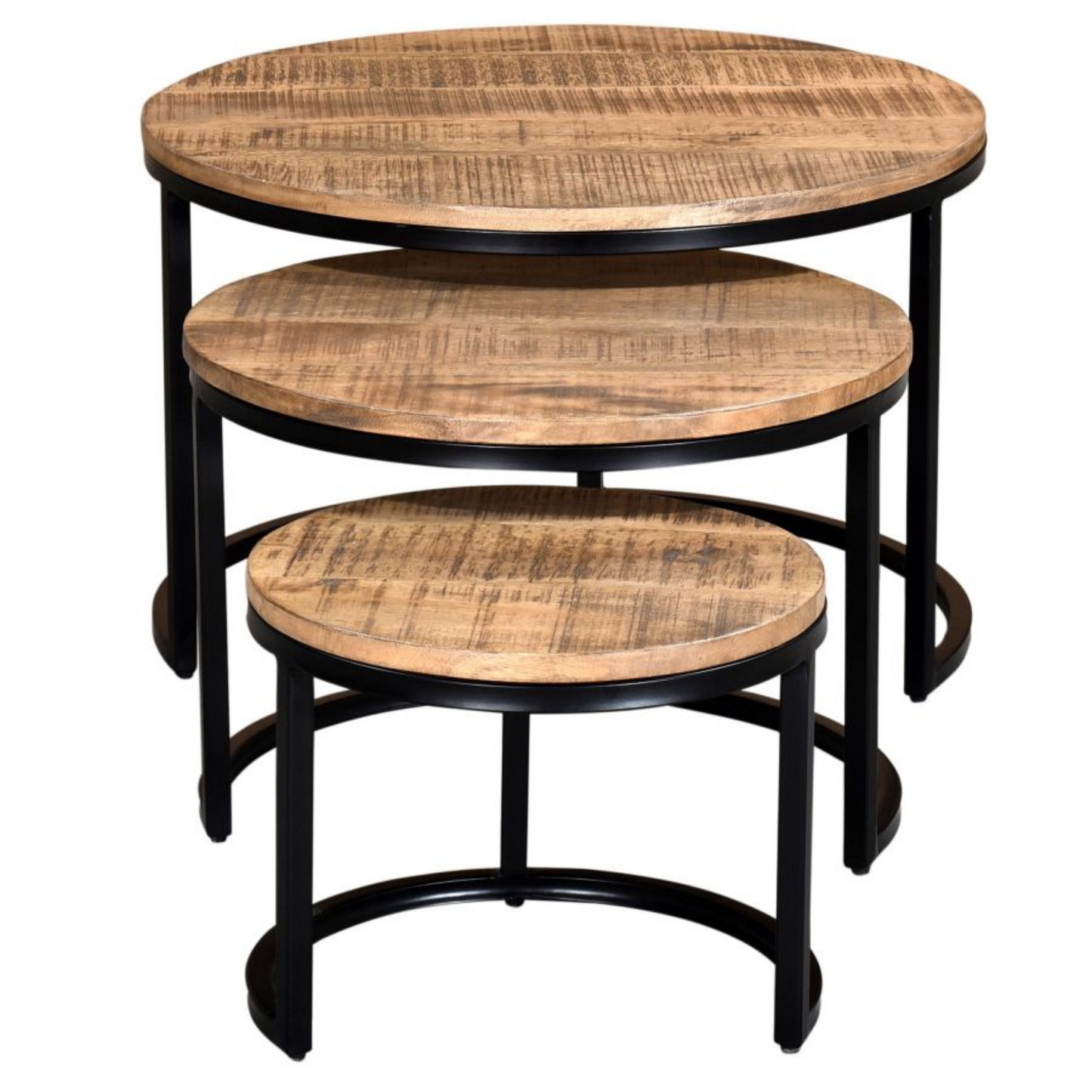 DARSH - Round Coffee Table Set (3) - Mango Wood