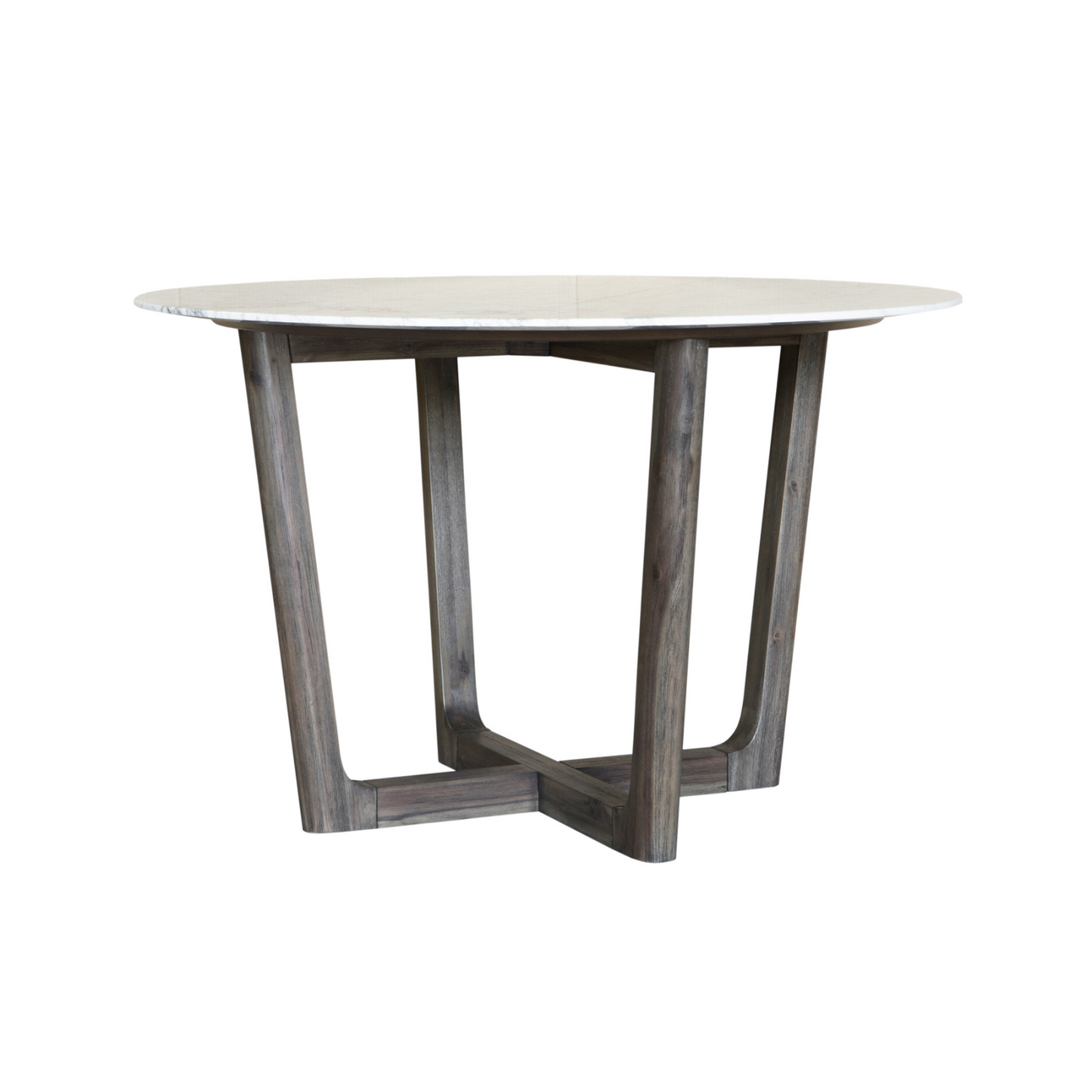 AURA ROUND DINING TABLE - 47" - Acacia Wood/Carrera Marble