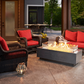 "Enhance your outdoor space with the Cove 54" Linear Gas Fire Pit Table. Propane and natural gas operation. Supercast™ concrete top in White, Midnight Mist, or Natural Grey. Unique color variations and casual pitting add character. Create a warm and inviting ambiance for relaxation and memorable moments."