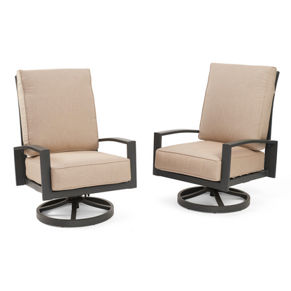 Upgrade your outdoor space with the Lyndale Swivel Rocking Chairs. These modern chairs offer comfort and style with high backs, durable construction, and a soothing rocking motion. Enjoy the outdoors in relaxation and elegance.