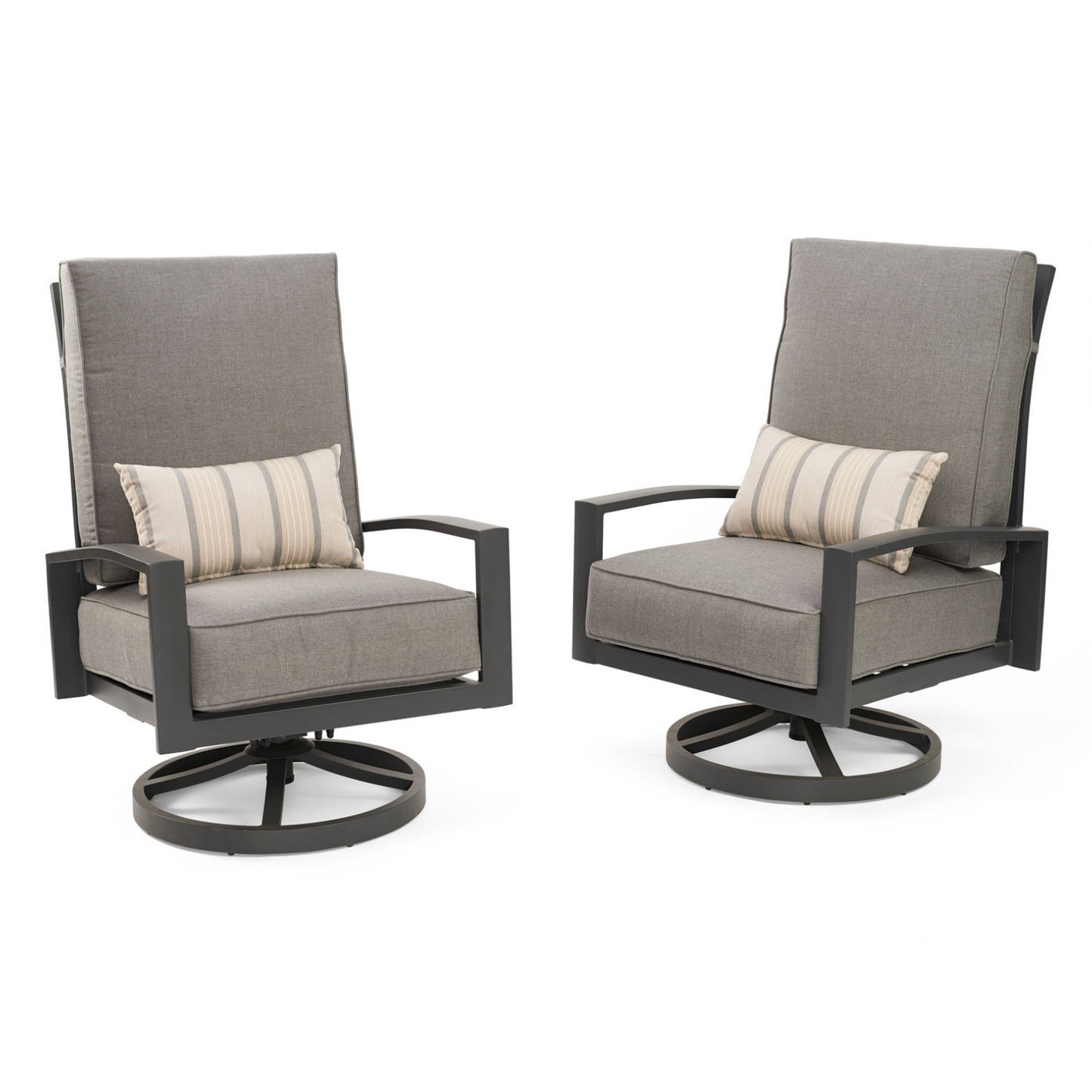 Upgrade your outdoor space with the Lyndale Swivel Rocking Chairs. These modern chairs offer comfort and style with high backs, durable construction, and a soothing rocking motion. Enjoy the outdoors in relaxation and elegance.