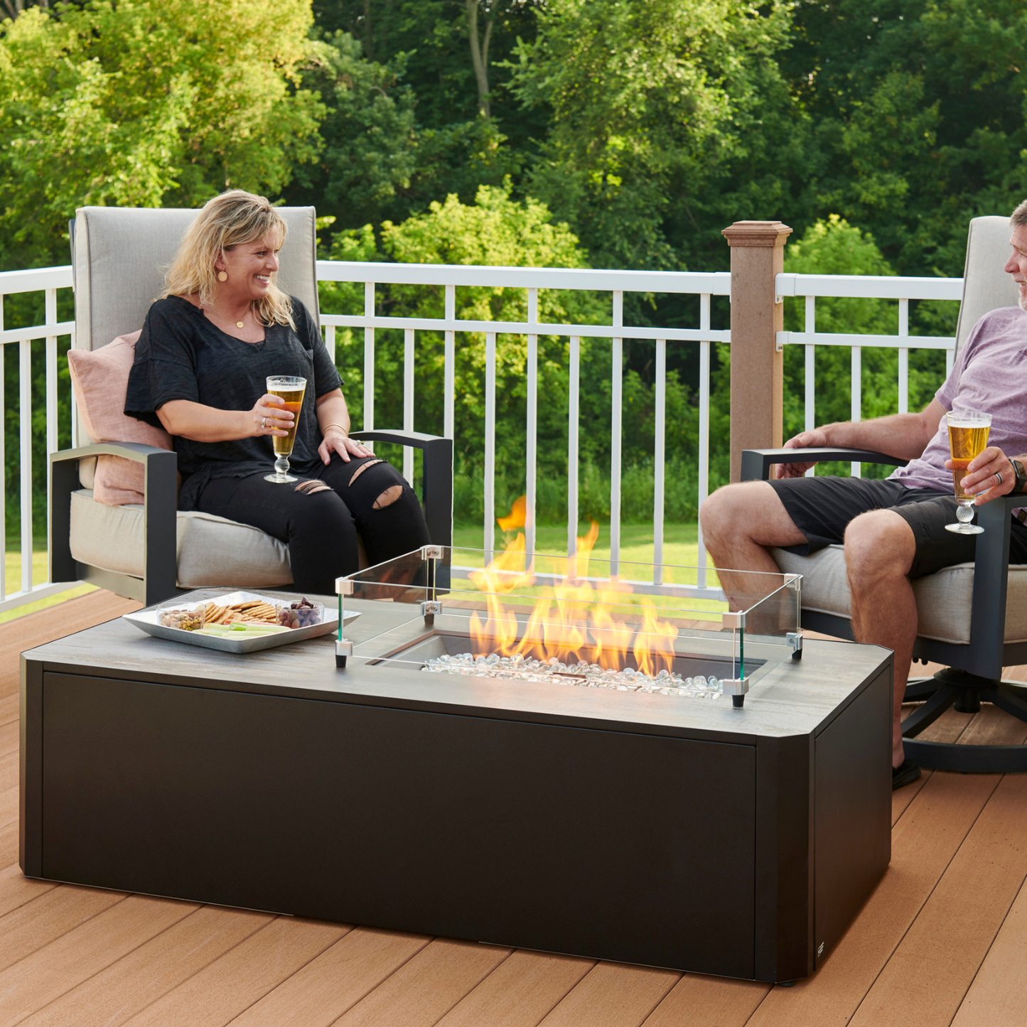 KINNEY - 55" - Rectangular Gas Fire Pit Table