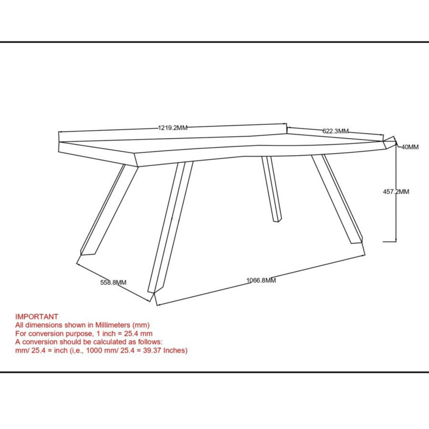 VIRAG - 48" Solid Acacia Wood Coffee Table - Live Edge