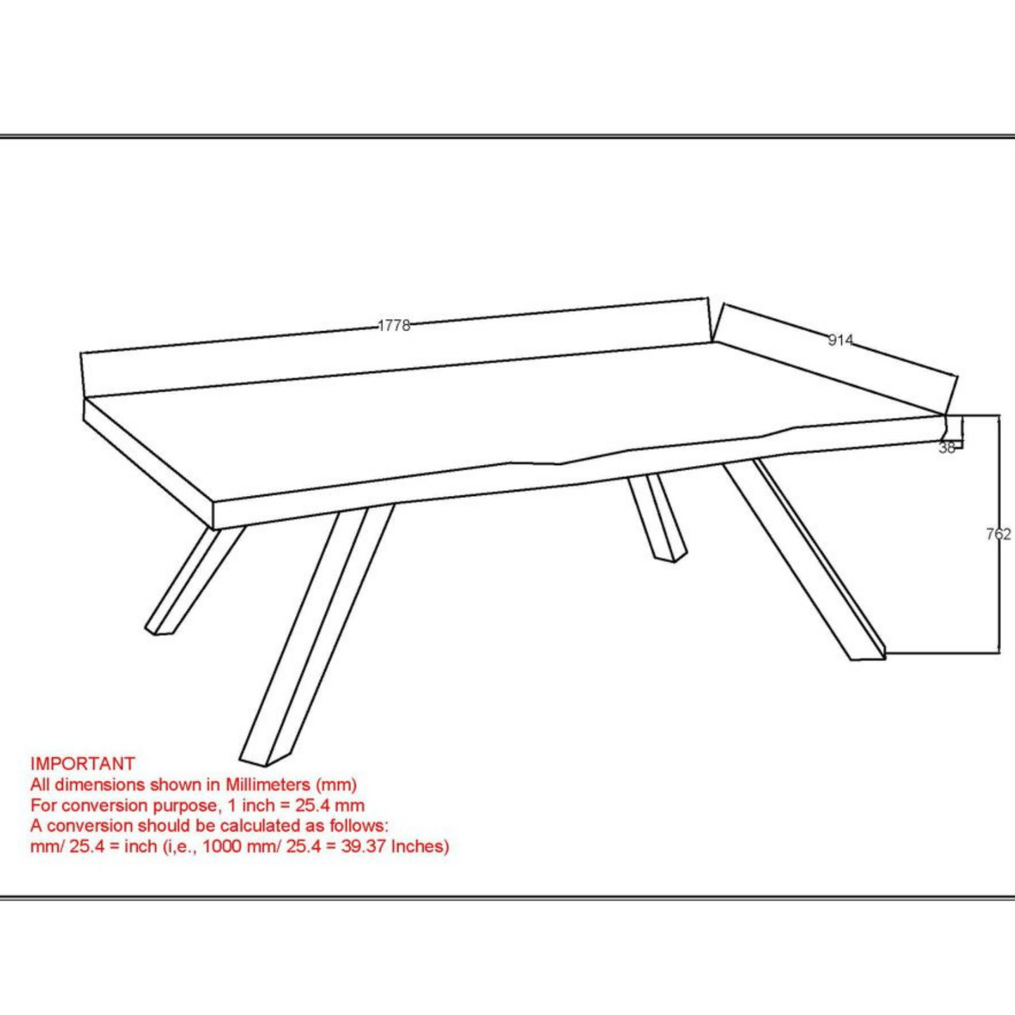 VIRAG - 70" Solid Acacia Wood Dining Table - Live Edge