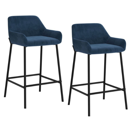 BAILY - Counter Stool (set of 2) - Velvet Fabric - More Colors